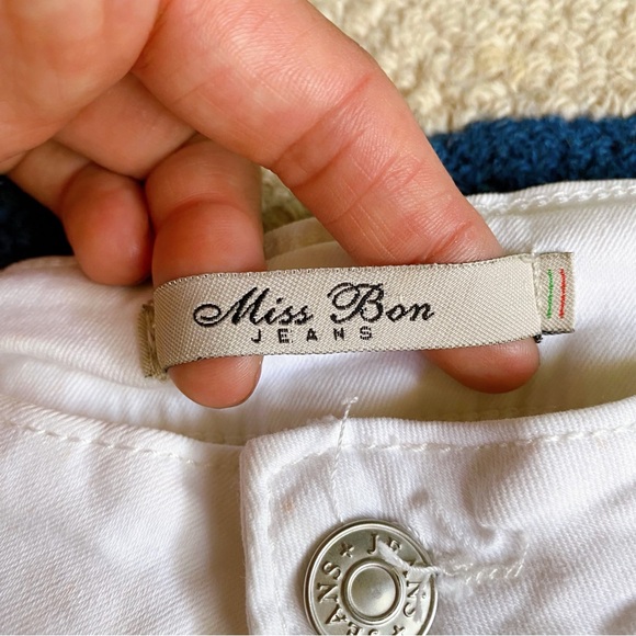 🐚 MISS BON WHITE COTTON HIGH WAIST JEAN SHORTS! - Picture 5 of 12